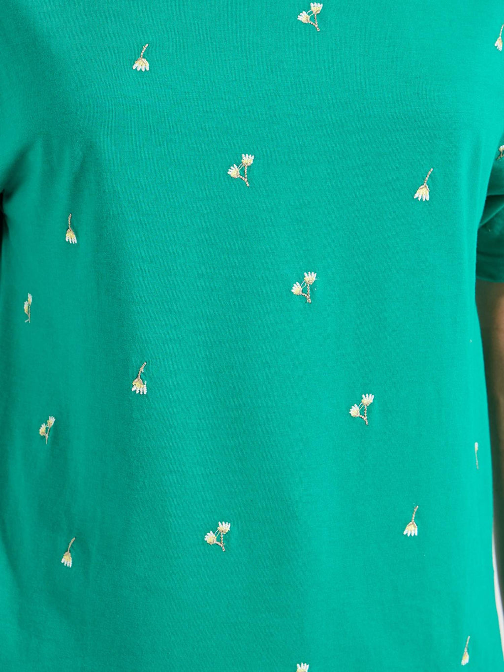 Women Green Oversized Embroidery Detail T-Shirt | TS56 - view 4