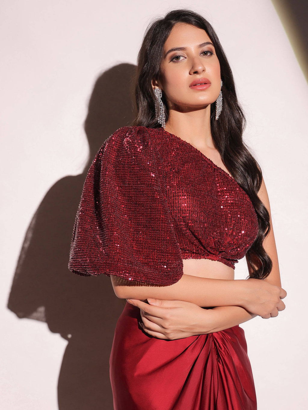 Vermilion Veil Dazzling Red Crop Top | CT61 - view 8