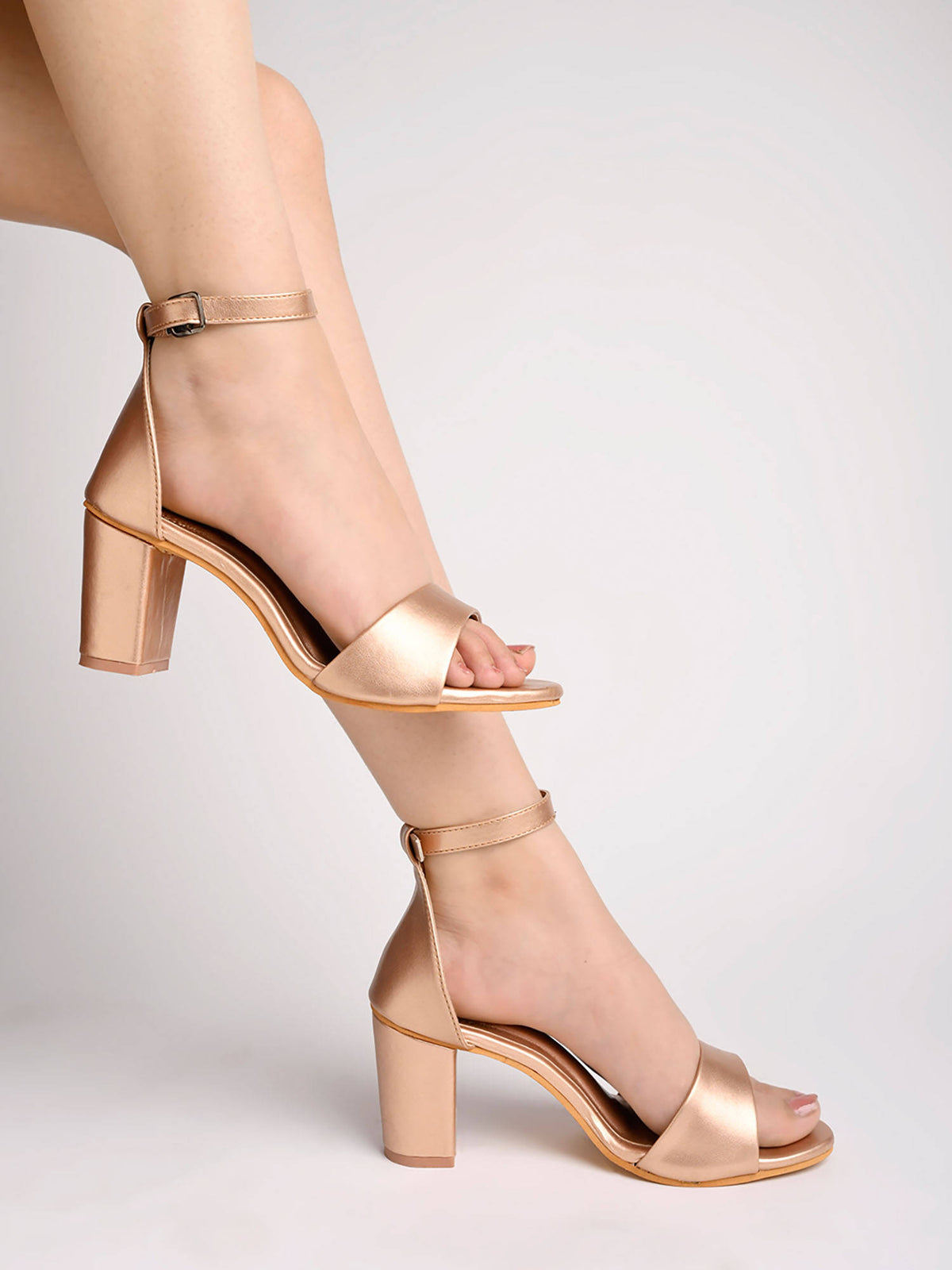 Stylish Ankle Strap Black Block Heeled Sandals for Women & Girls | H78 - view 5