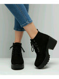 Women Black Solid Heeled Boots | BT61 - view 1