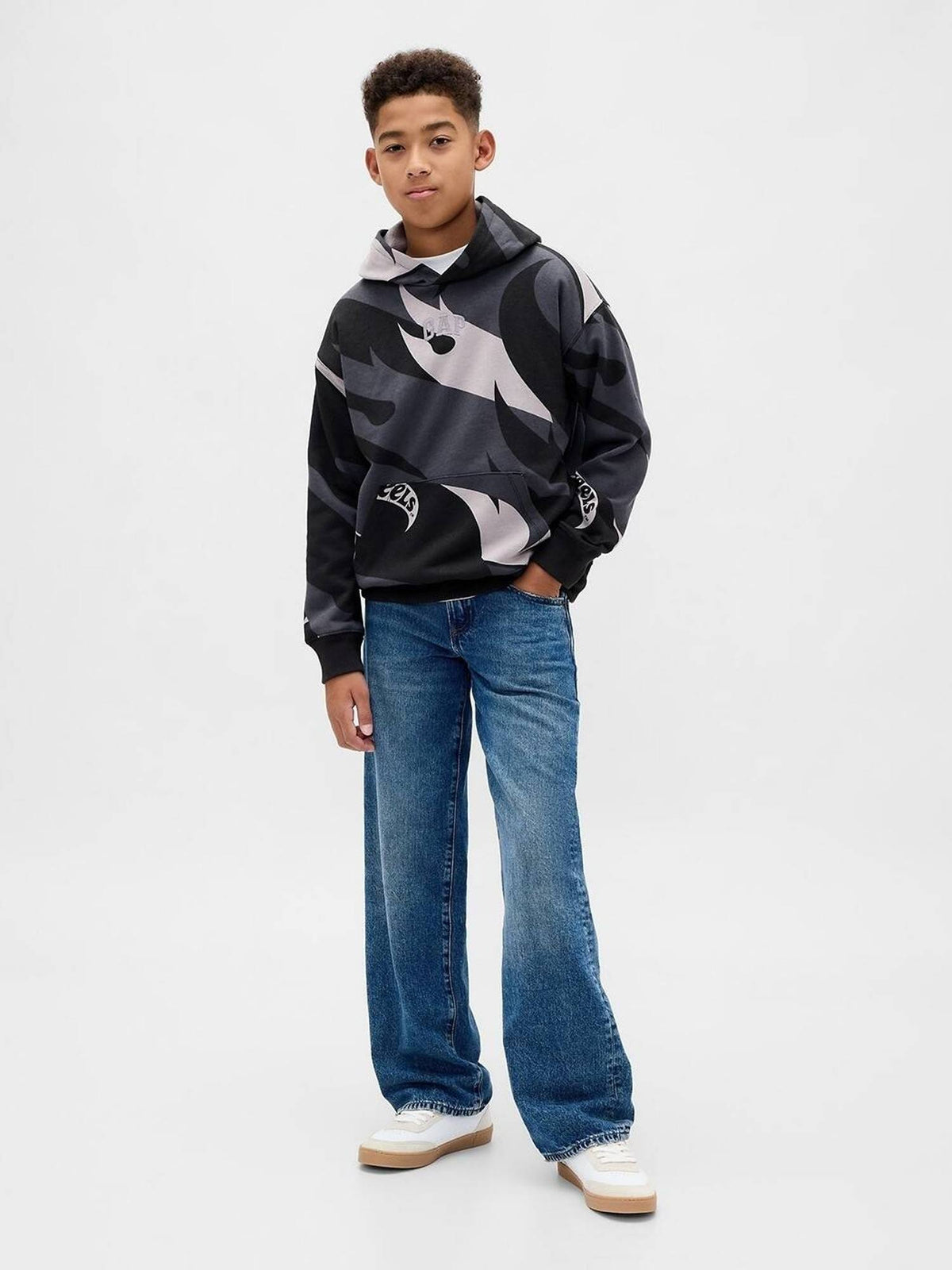 Boys Grey Casual Knitted Hooded Neck Printed Full Sleeves Hoodie | HD56 - view 3