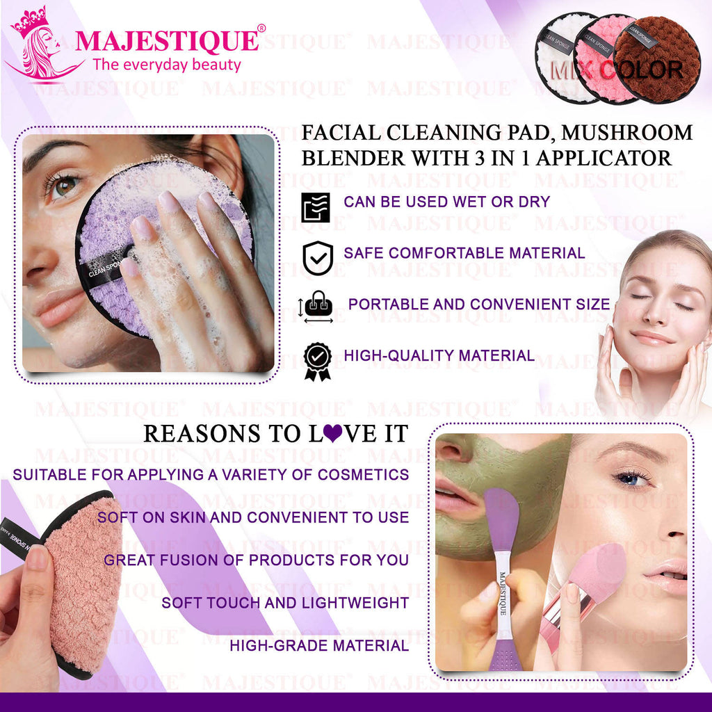 Face Cleansing Pad, Mushroom Blender and Facial Applicator - Multicolor | T32 - view 4