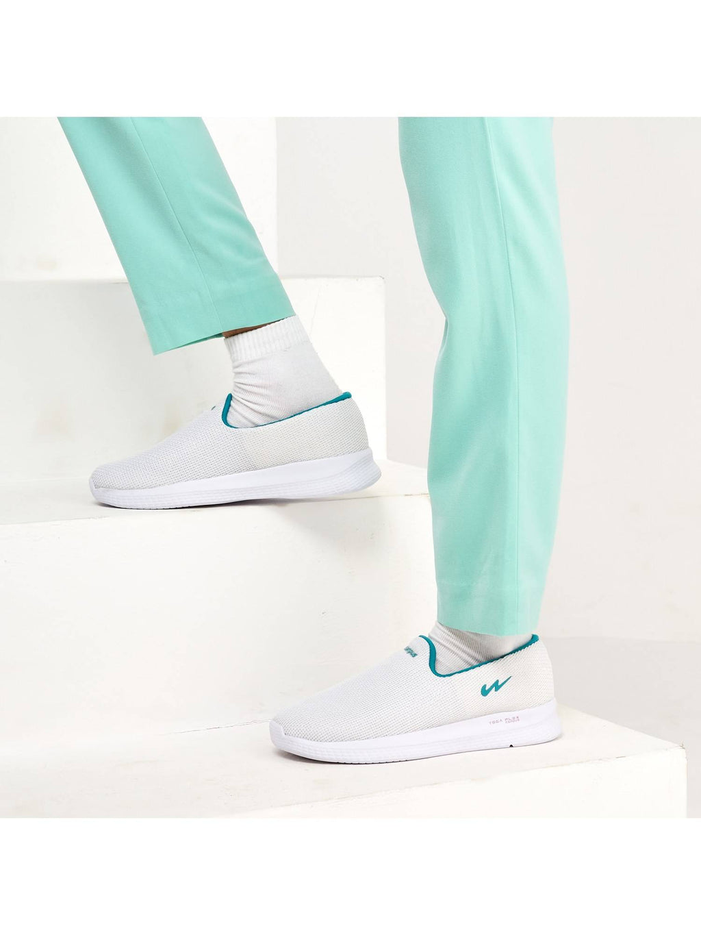 Zoe Plus White Walking Shoes For Women | SH9 - view 3