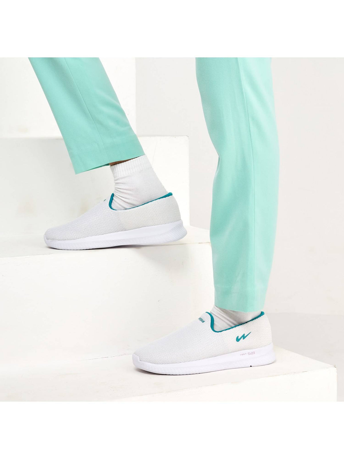 Zoe Plus White Walking Shoes For Women | SH9 - view 3