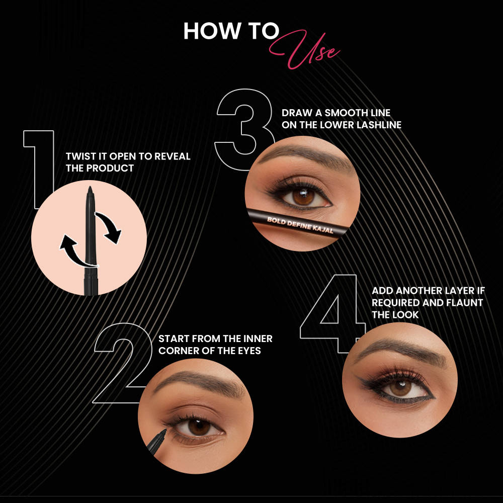 Bold Define Matte Kajal Essentials | Smudge-Proof | Pack of 4 | E20 - view 5