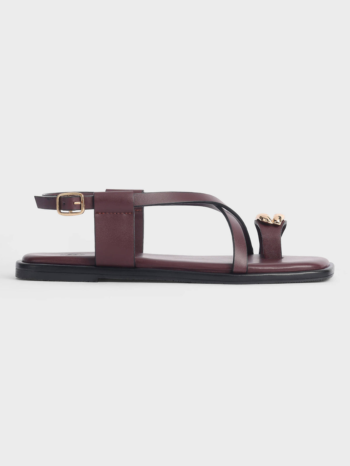 Womens Burgundy One Toe Metal Accent Sandals | SD89 - view 3