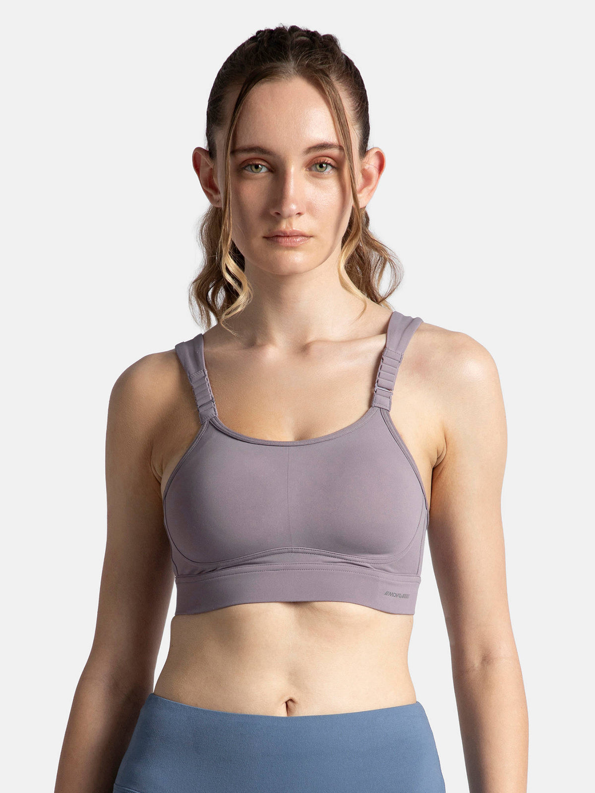 Mi16 Wire Free Microfiber Elastane Racerback Active Wear Sports Bra-Minimal Grey | sb09 - view 1
