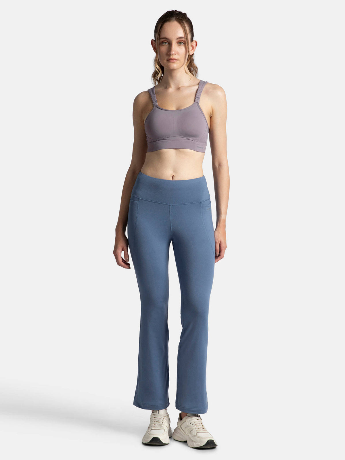 Mi16 Wire Free Microfiber Elastane Racerback Active Wear Sports Bra-Minimal Grey | sb09 - view 5