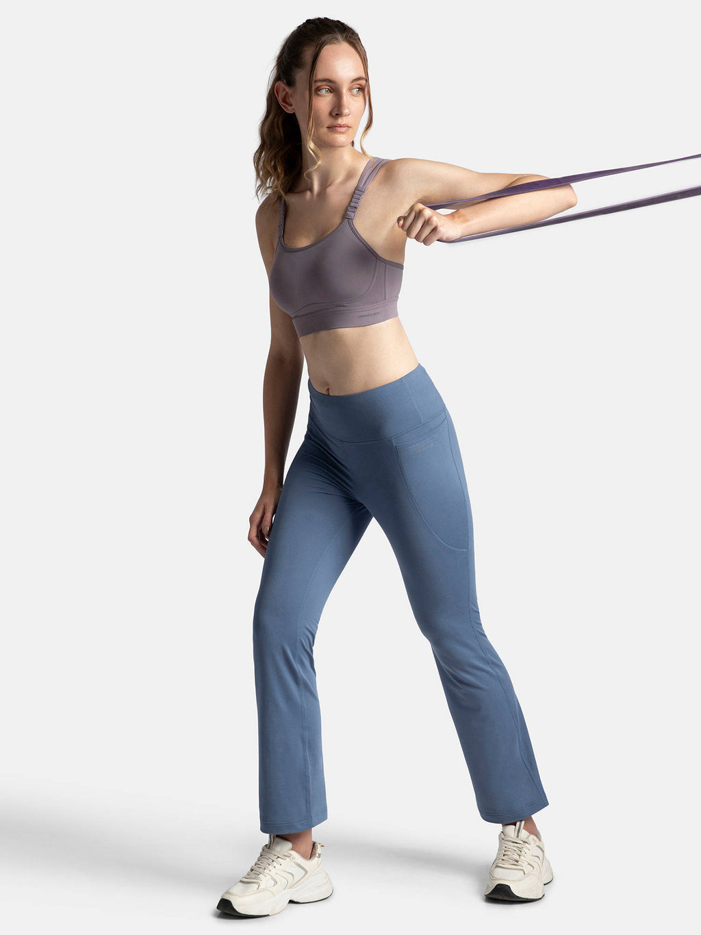 Mi16 Wire Free Microfiber Elastane Racerback Active Wear Sports Bra-Minimal Grey | sb09 - view 6