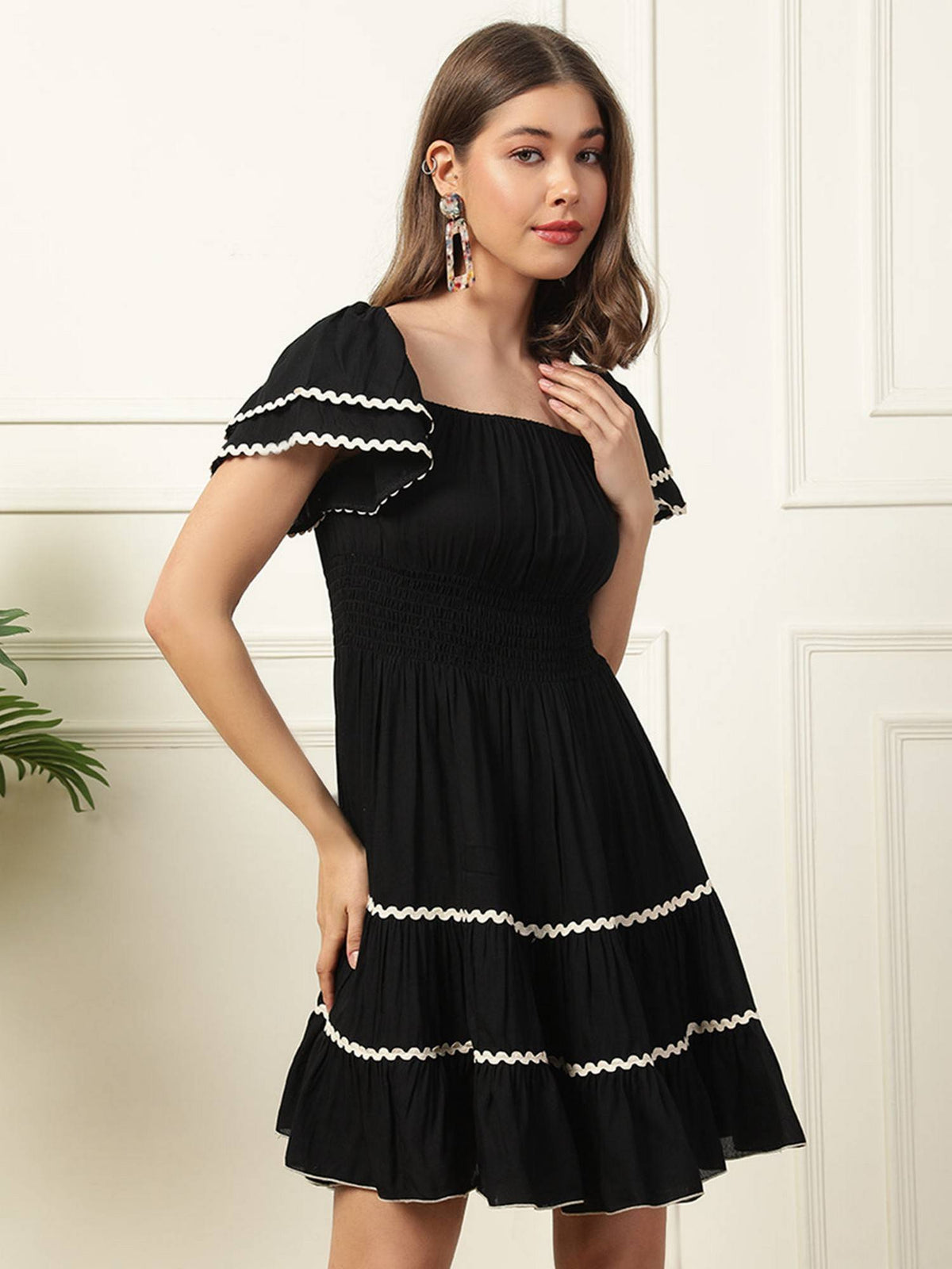 Women Black Tiered Dress | D56 - view 5