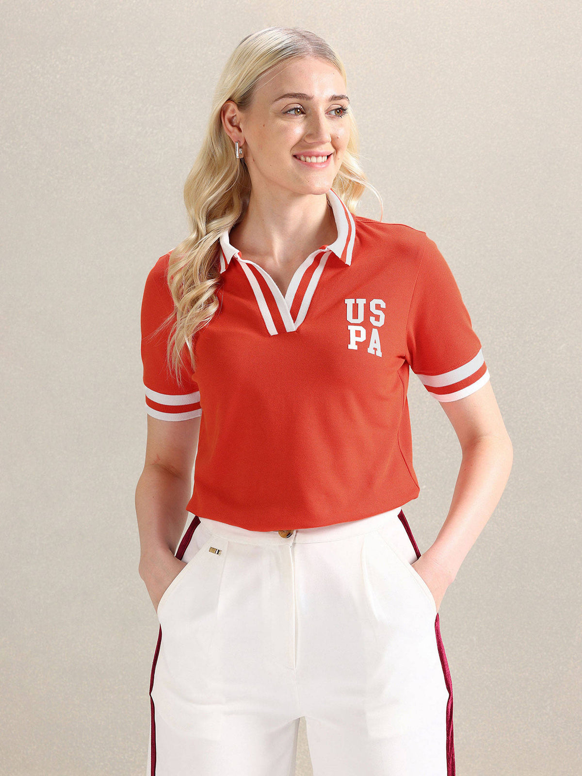 Striped Collar Pique Polo T-Shirt | U89 - view 1