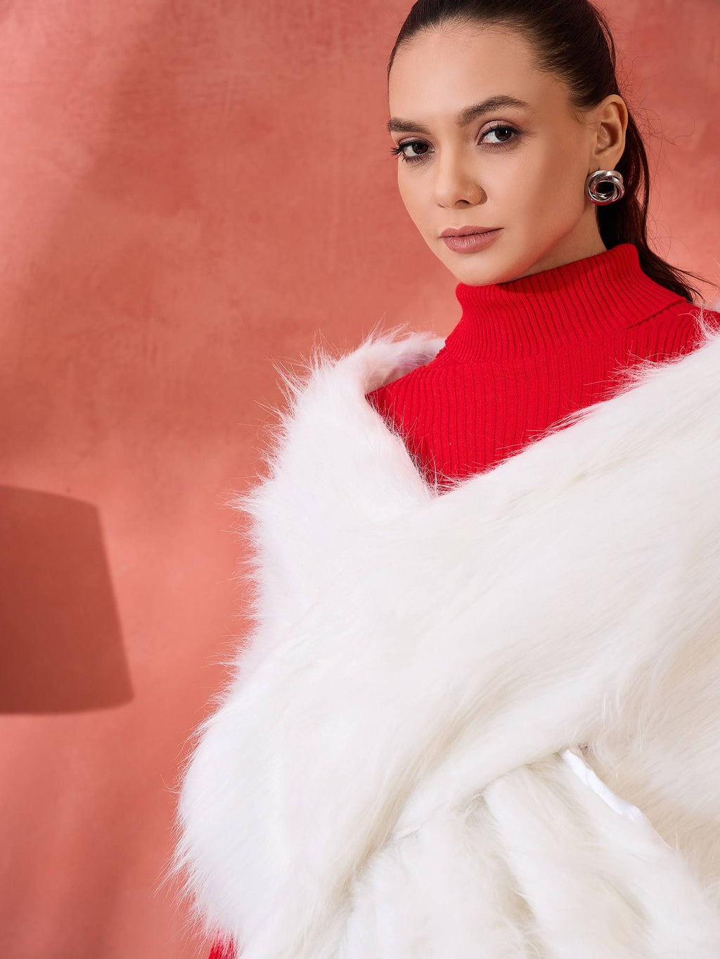 Pure White Faux Fur Cape | JC78 - view 3