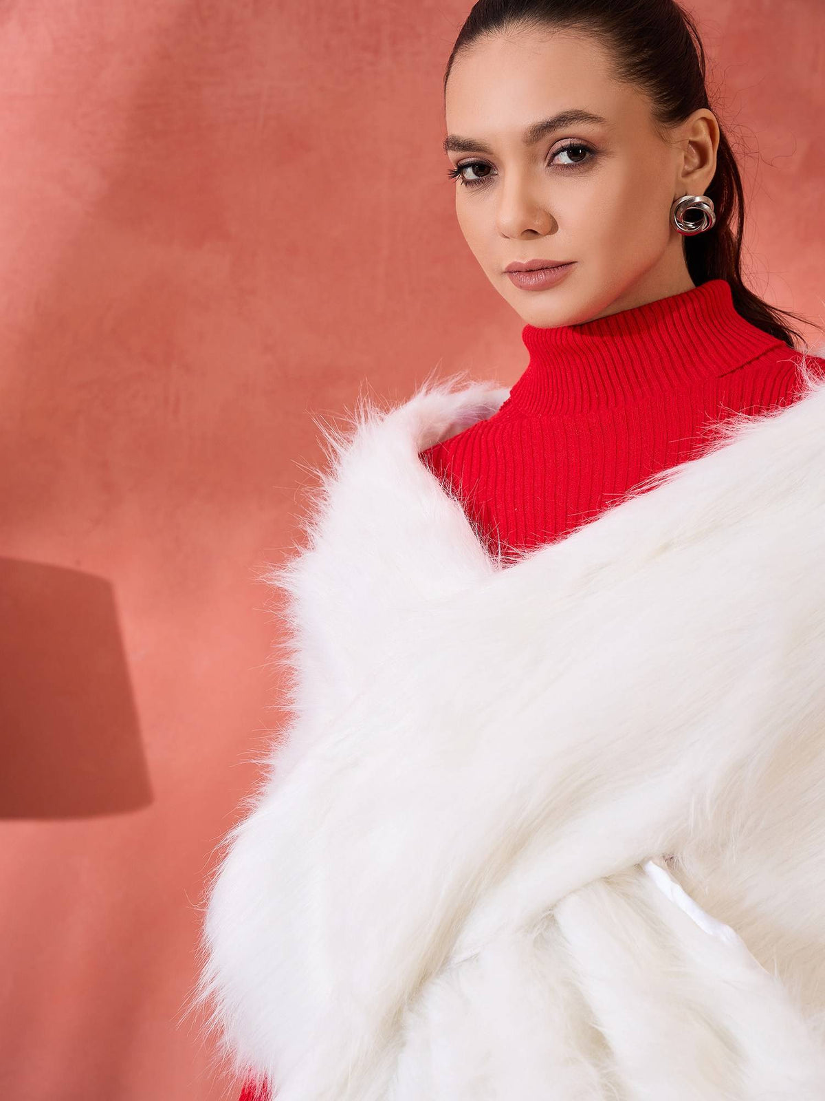 Pure White Faux Fur Cape | JC78 - view 3