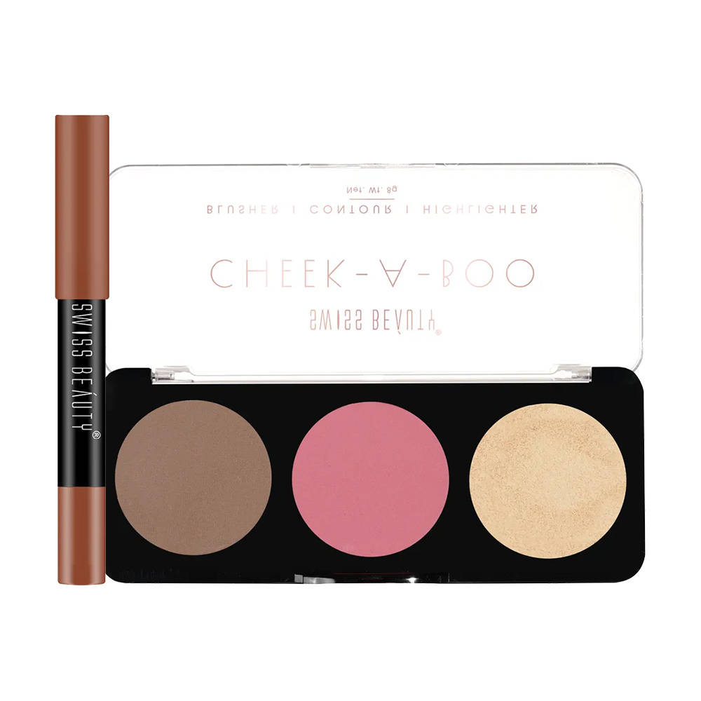 Cheeak-A-Boo 3 In 1 Blusher, Contour & Highlighter With Non Transfer Lipstick | L12 - view 1