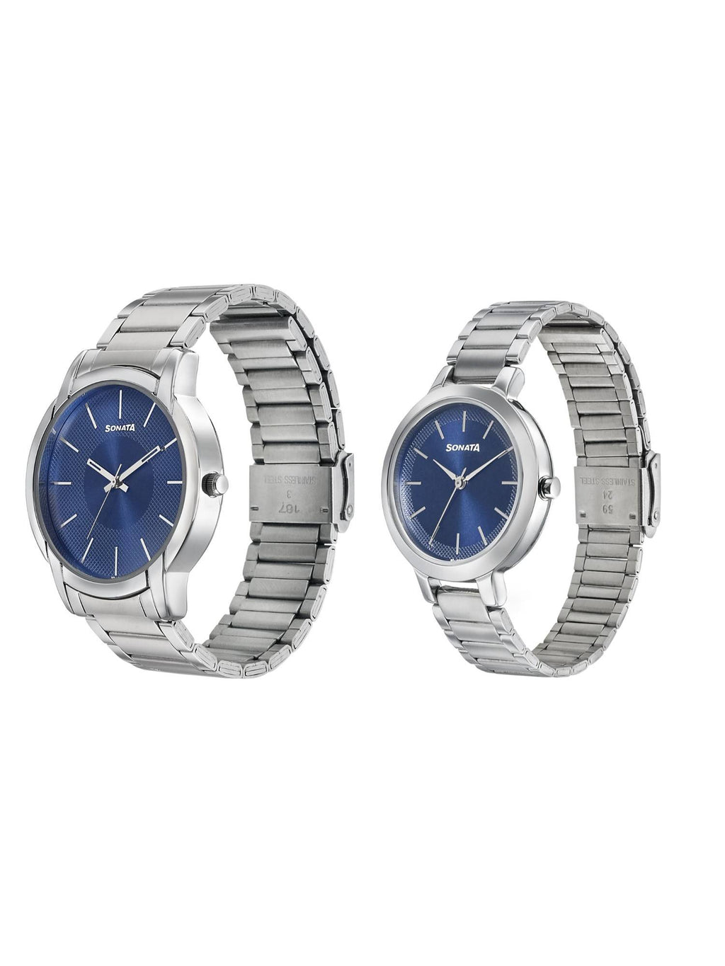 NP770318141SM01 Blue Dial Analog Watch for Couple | W92 - view 2