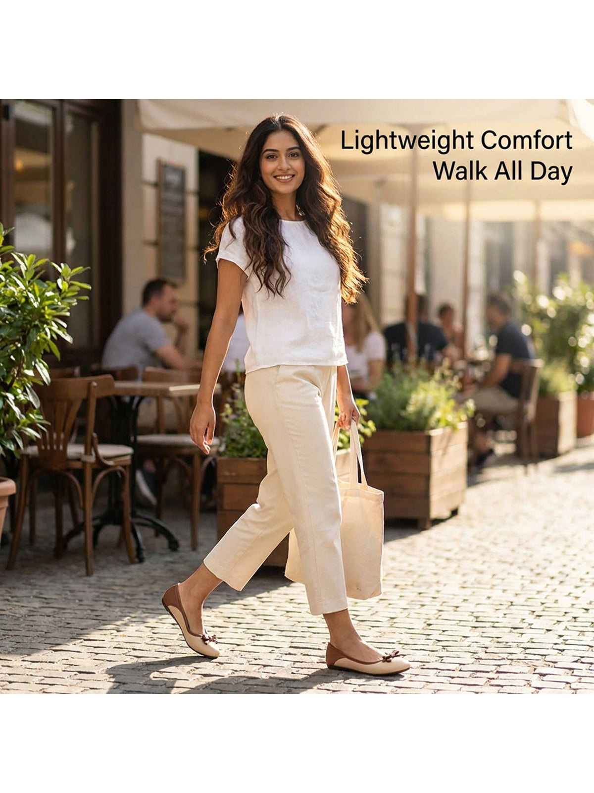 Women Beige Bow Cushioned Ballerinas | F61 - view 2