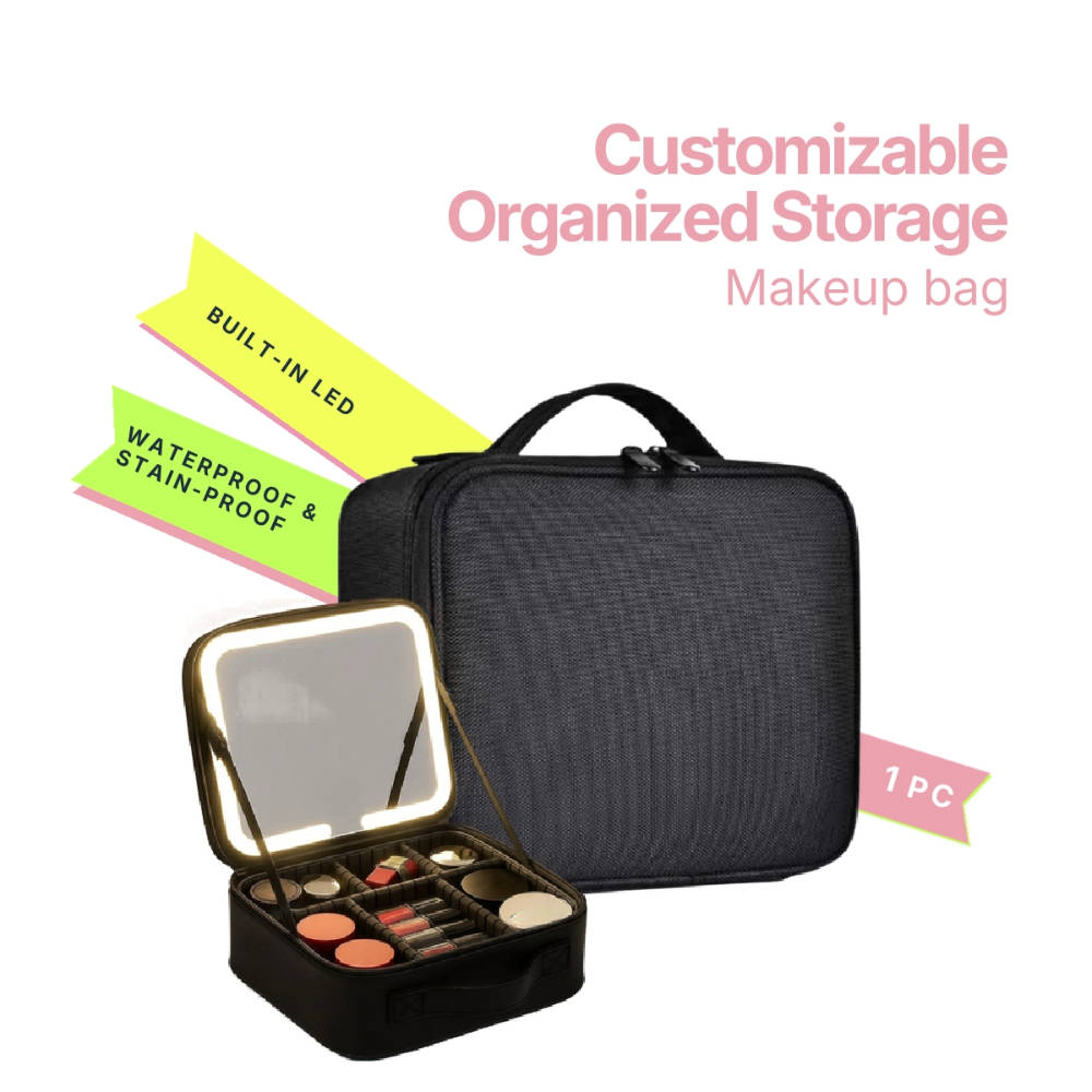 Travel Makeup Bag With Led Mirror - Black | C83 - view 1