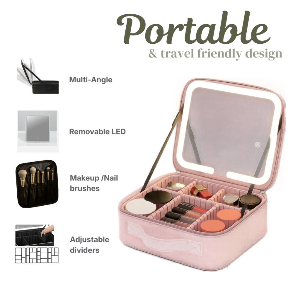 Travel Makeup Bag With Led Mirror- Rose Gold | C83 - view 2