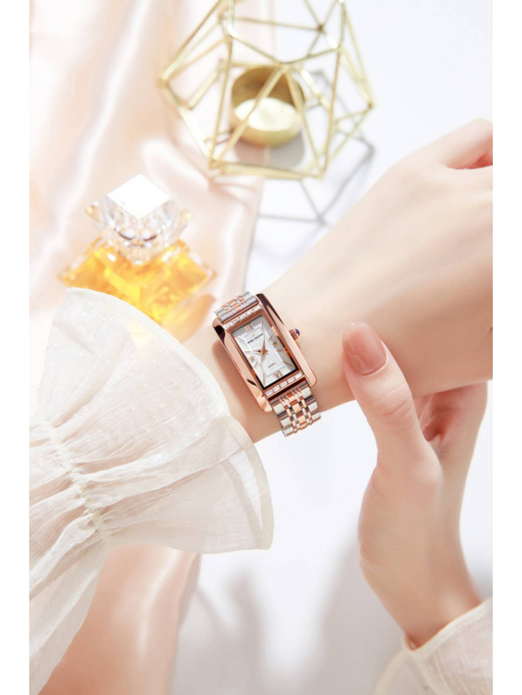 Paris Solferino Collection Analog Rectangular White Watch for Women-DHW2010 | W92 - view 2