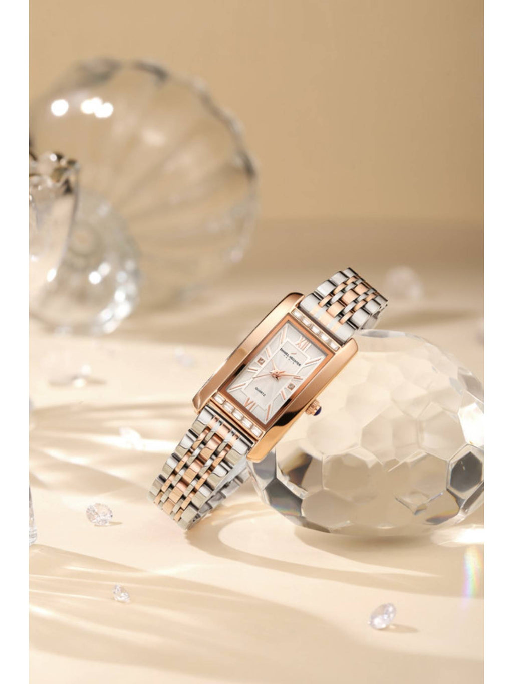 Paris Solferino Collection Analog Rectangular White Watch for Women-DHW2010 | W92 - view 3
