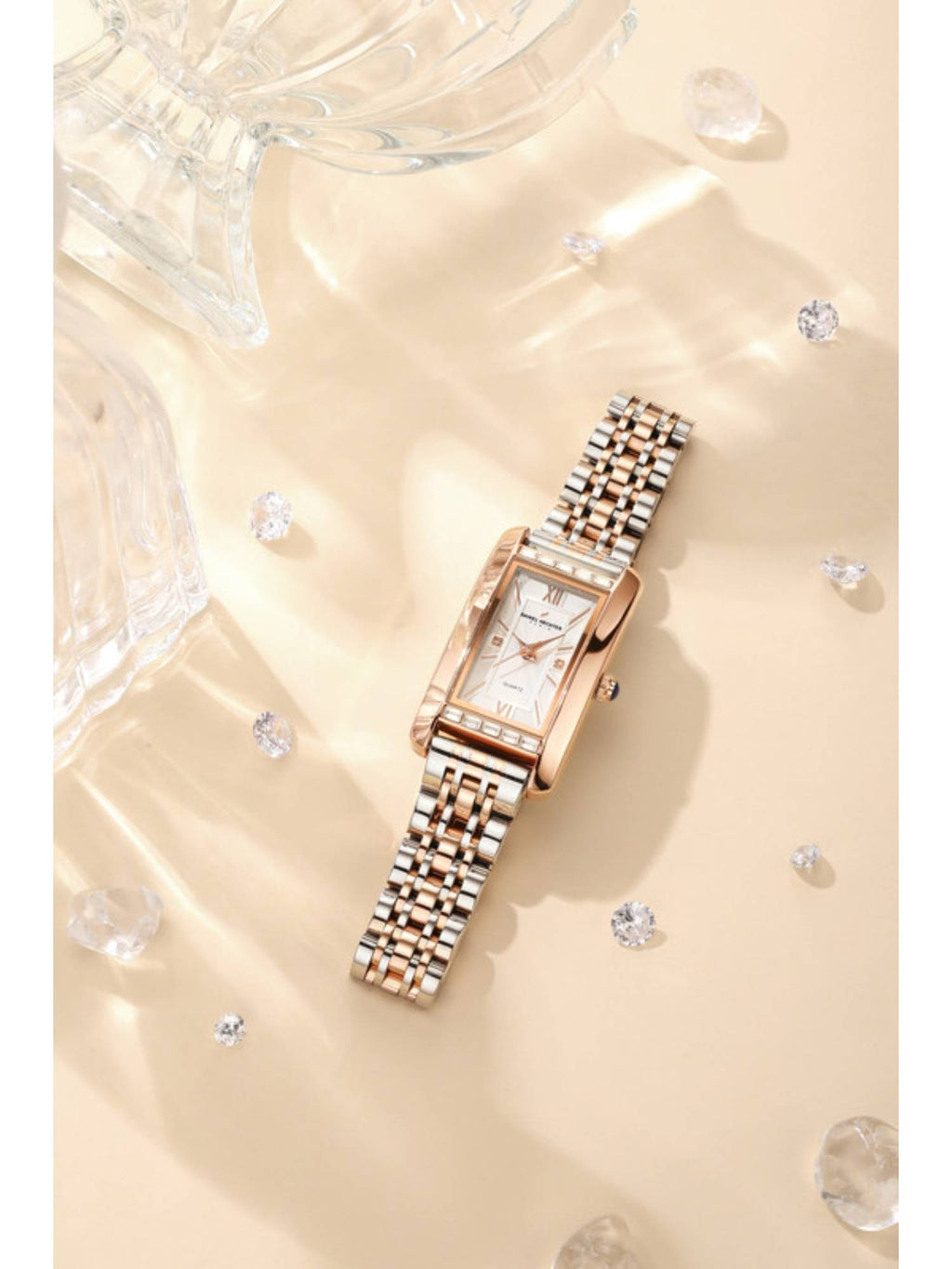 Paris Solferino Collection Analog Rectangular White Watch for Women-DHW2010 | W92 - view 4