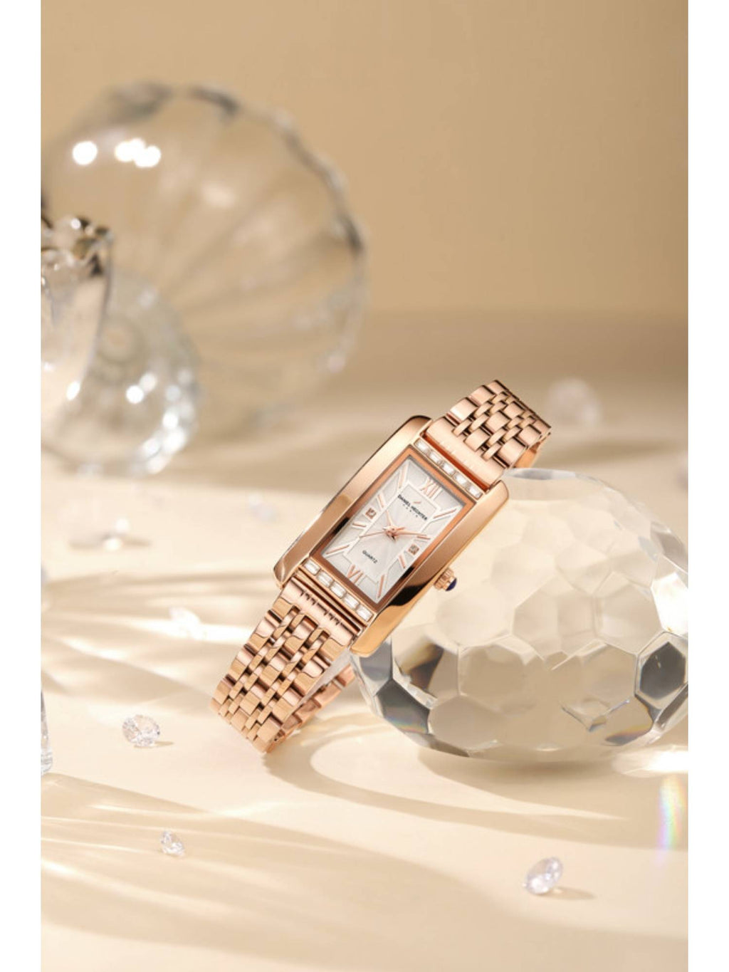 Paris Solferino Collection Analog Rectangular White Watch for Women-DHW2010 | W92 - view 9