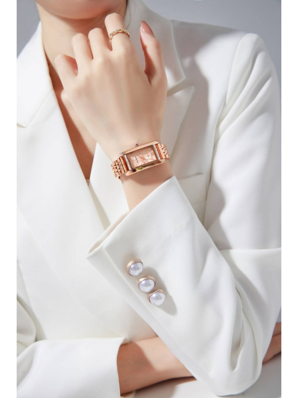 Paris Solferino Collection Analog Rectangular White Watch for Women-DHW2010 | W92 - view 14