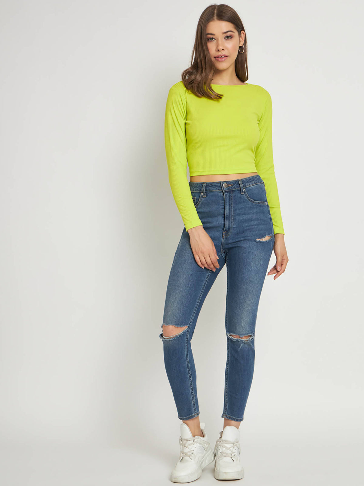 Women Black Solid Ribbed Crop Top | CT61 - view 14