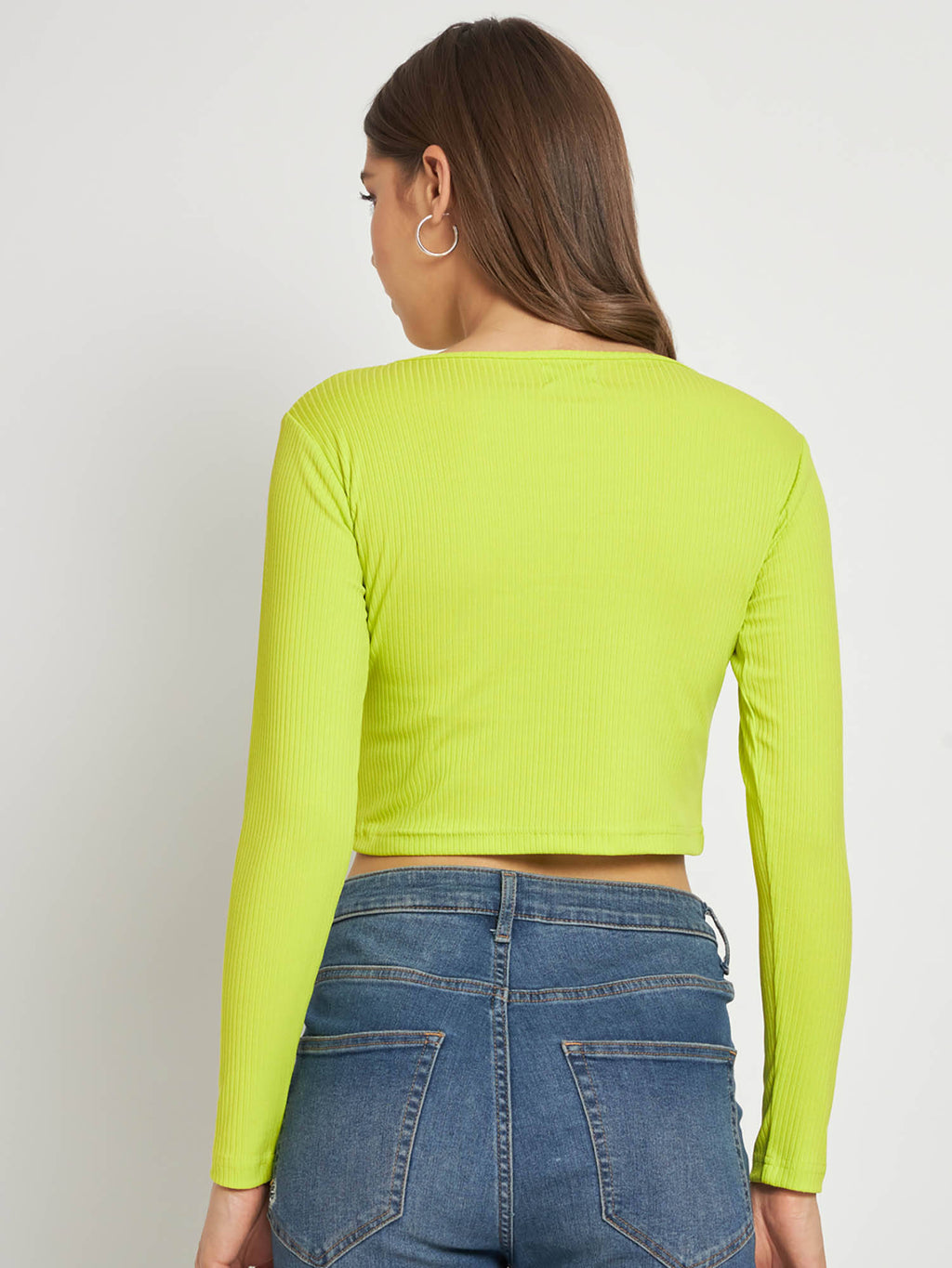 Women Black Solid Ribbed Crop Top | CT61 - view 19