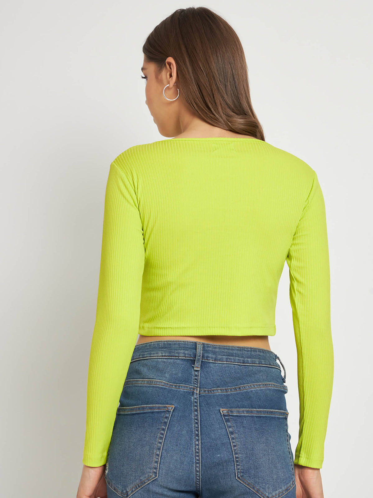 Women Black Solid Ribbed Crop Top | CT61 - view 19
