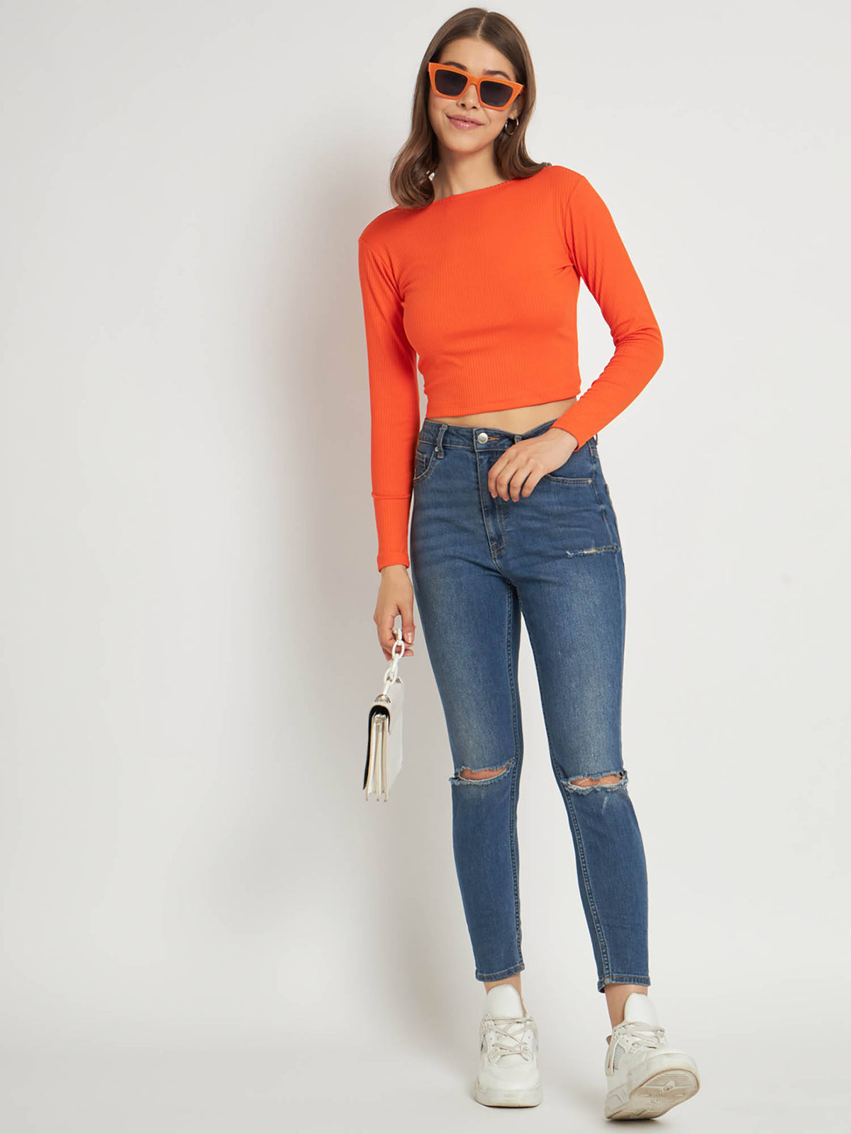 Women Black Solid Ribbed Crop Top | CT61 - view 30