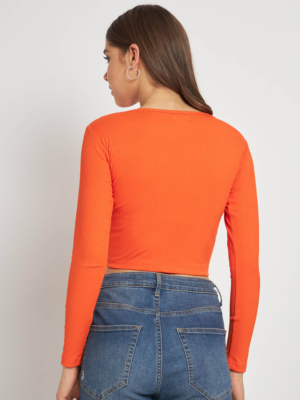 Women Black Solid Ribbed Crop Top | CT61 - view 31