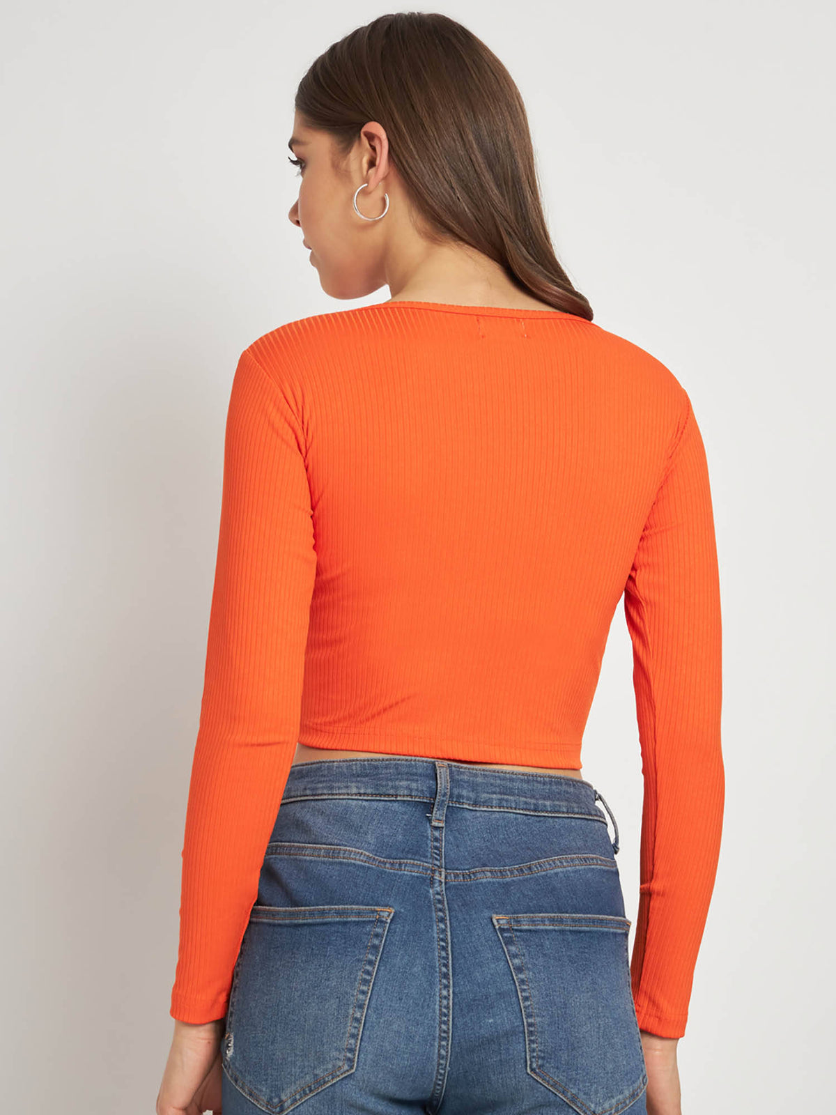 Women Black Solid Ribbed Crop Top | CT61 - view 31