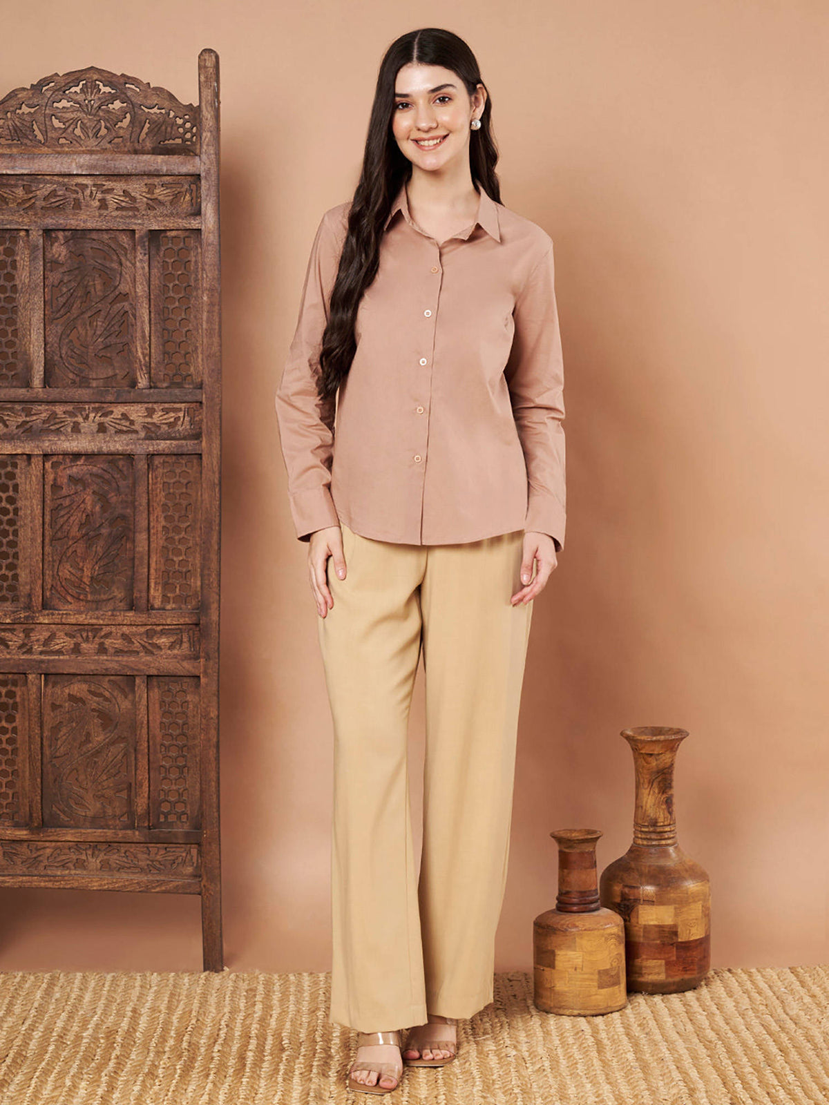 Female Black Solid Cotton Shirt | S67 - view 14