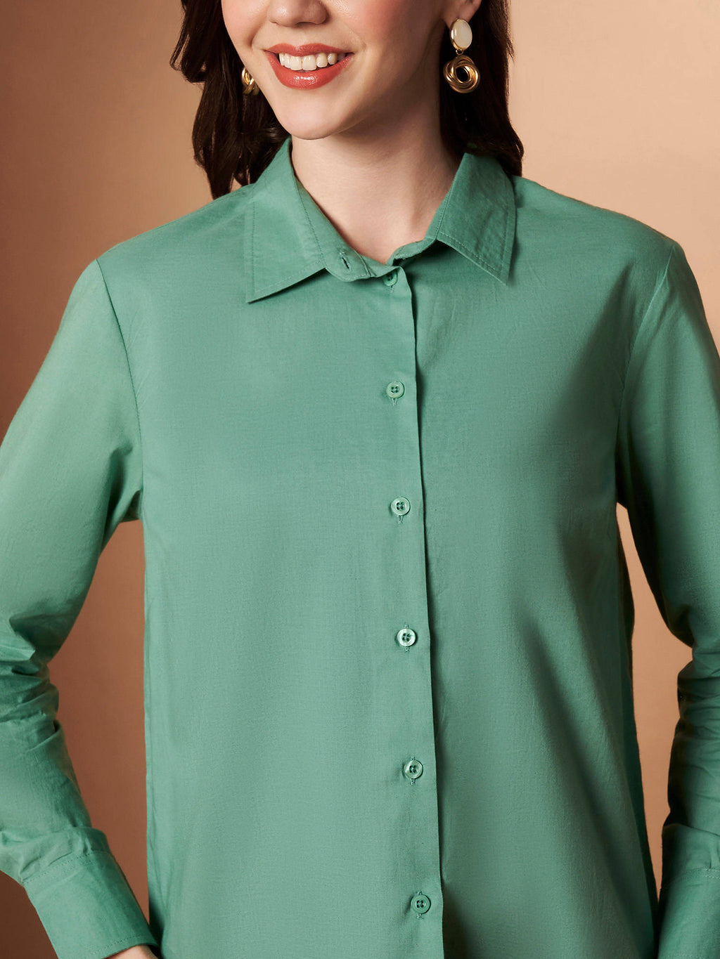 Female Black Solid Cotton Shirt | S67 - view 23
