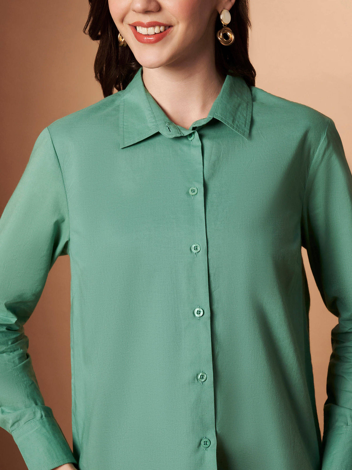 Female Black Solid Cotton Shirt | S67 - view 23