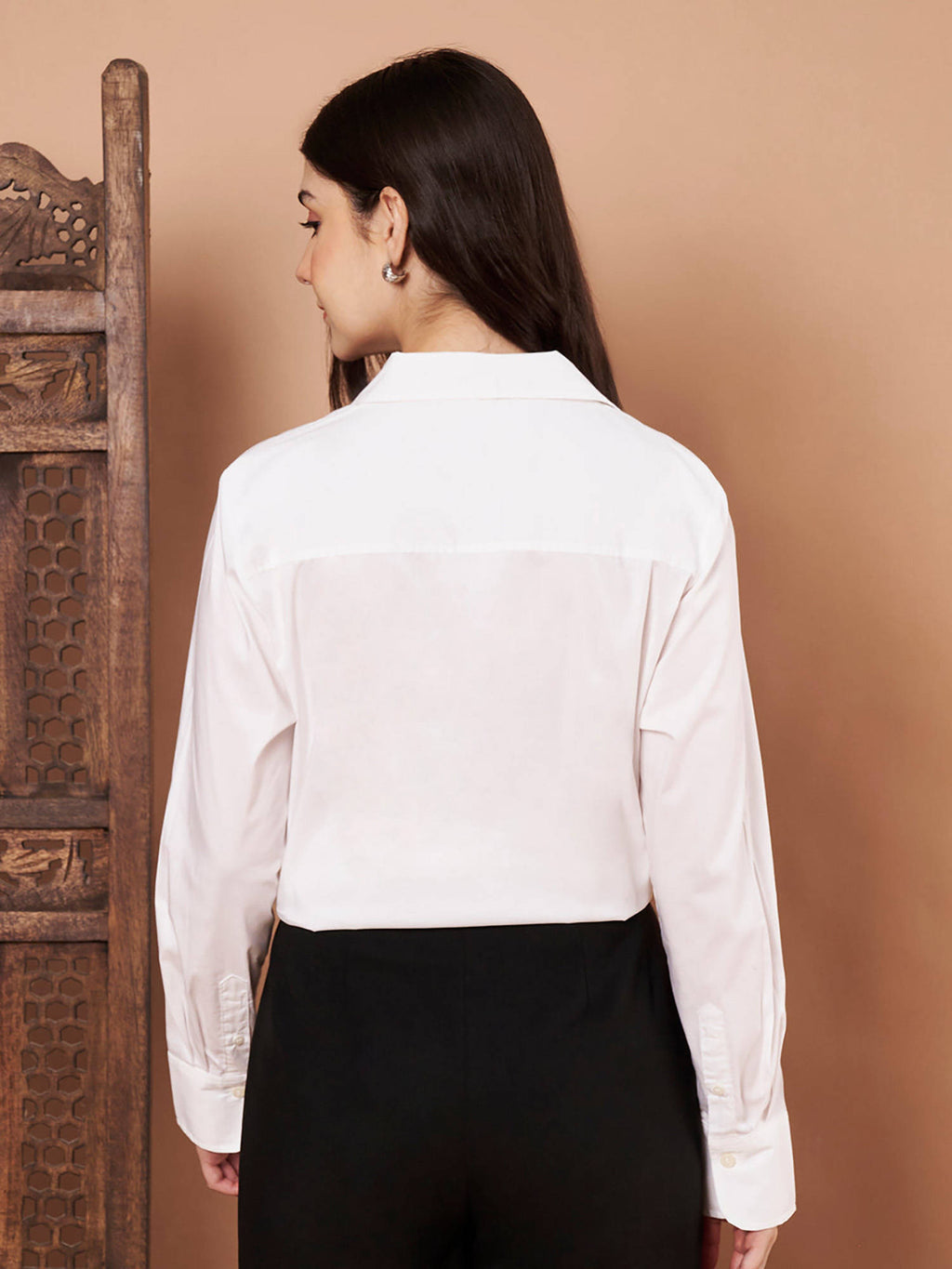 Female Black Solid Cotton Shirt | S67 - view 9