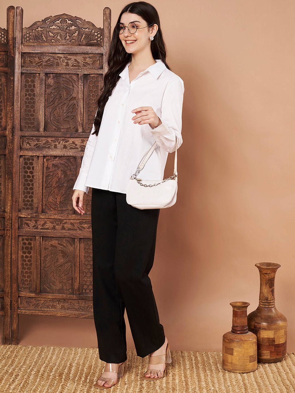 Female Black Solid Cotton Shirt | S67 - view 12