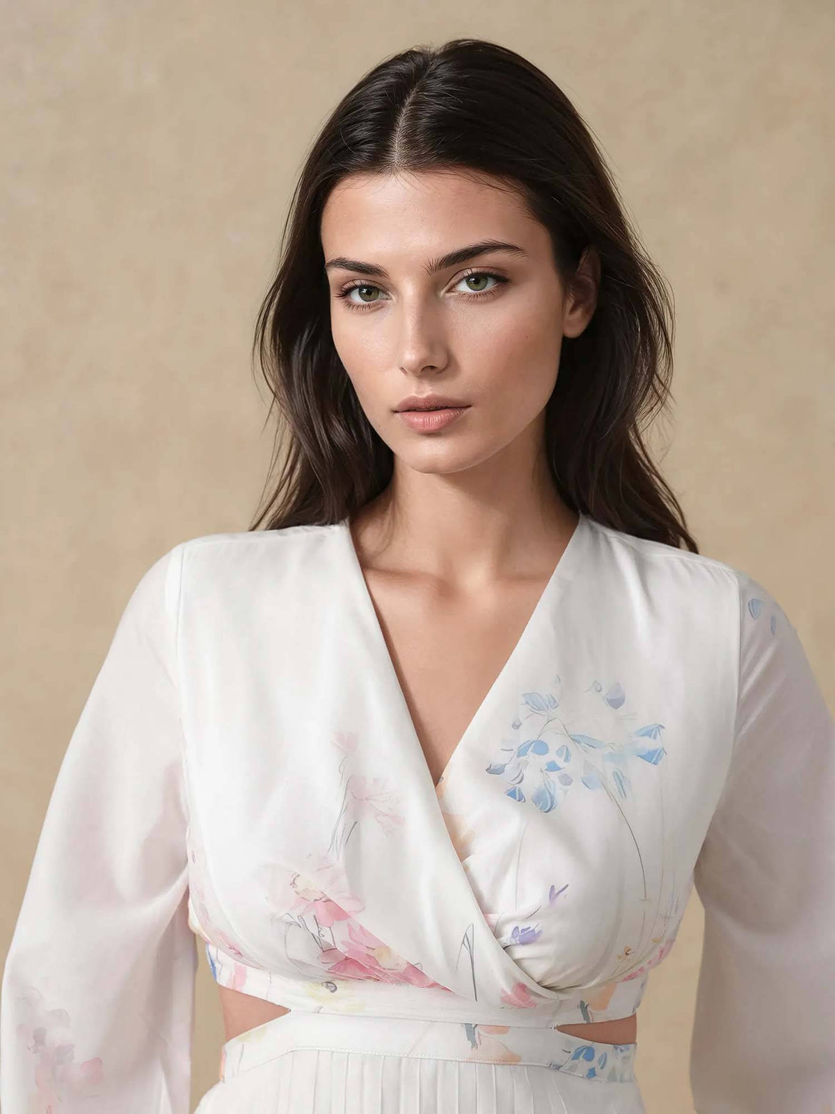 Multi-Color Floral Midi Fit Dress | D56 - view 4