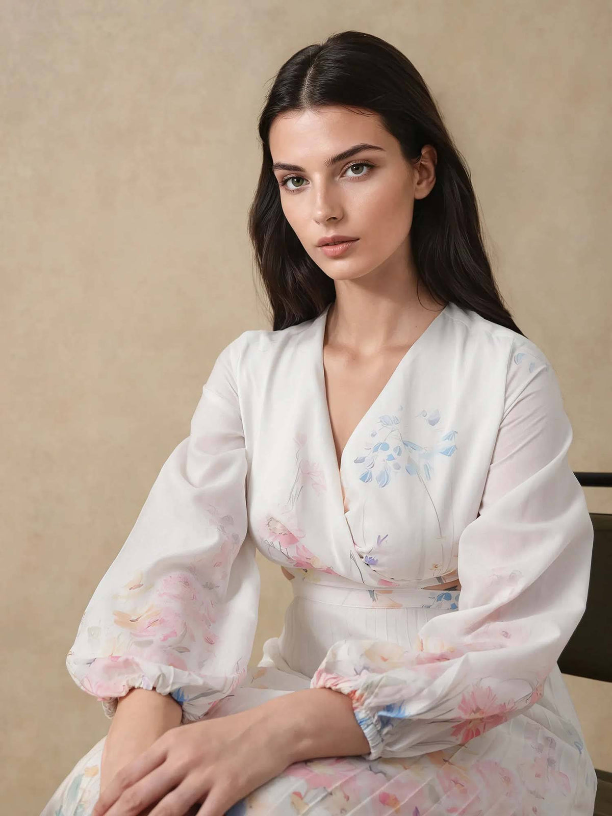 Multi-Color Floral Midi Fit Dress | D56 - view 5