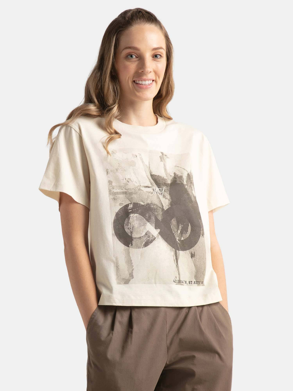 WZ04 Women Super Combed Cotton Rich Oversized Printed T-Shirt-Snow White | TS56 - view 3