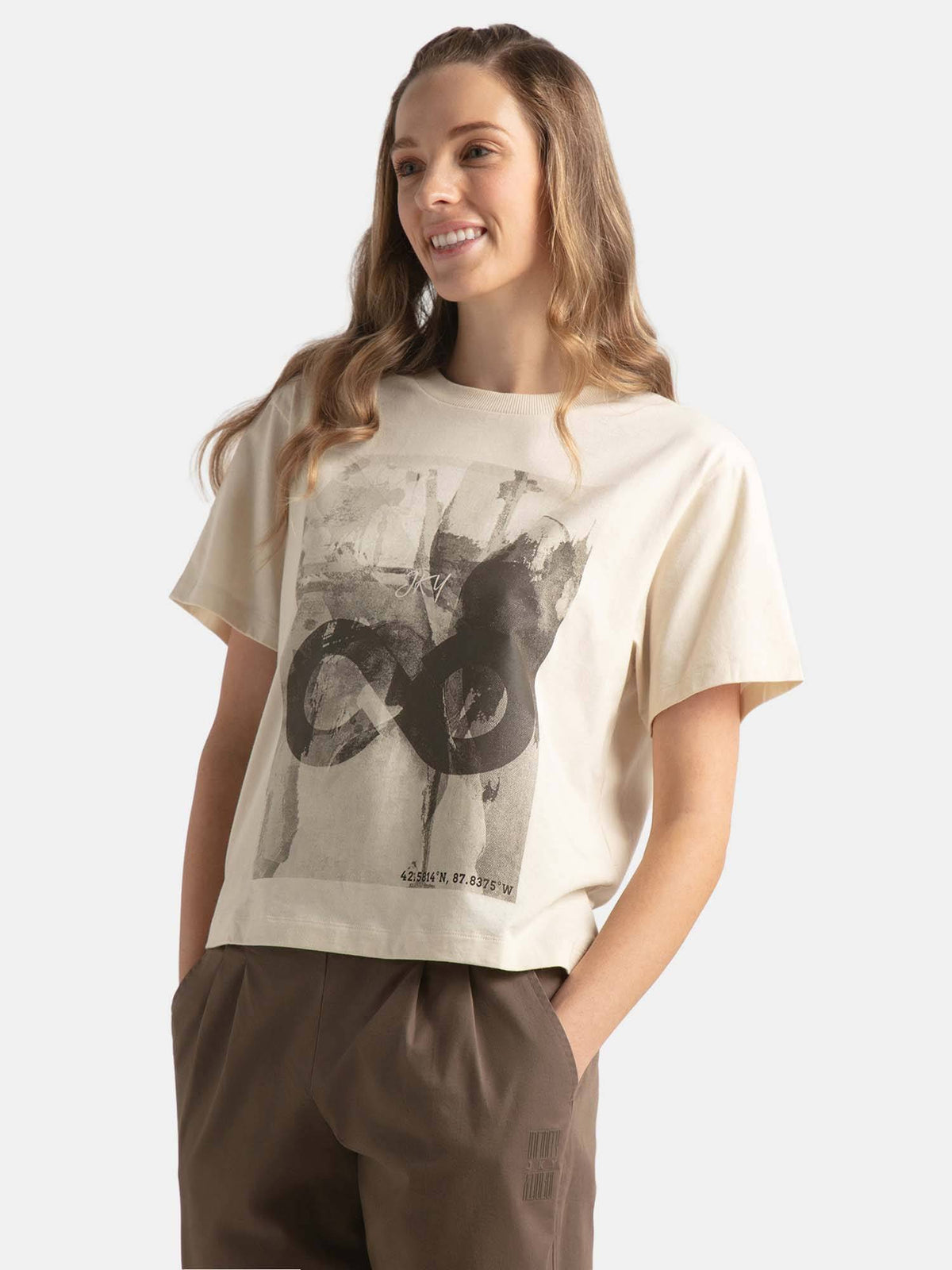 WZ04 Women Super Combed Cotton Rich Oversized Printed T-Shirt-Snow White | TS56 - view 4