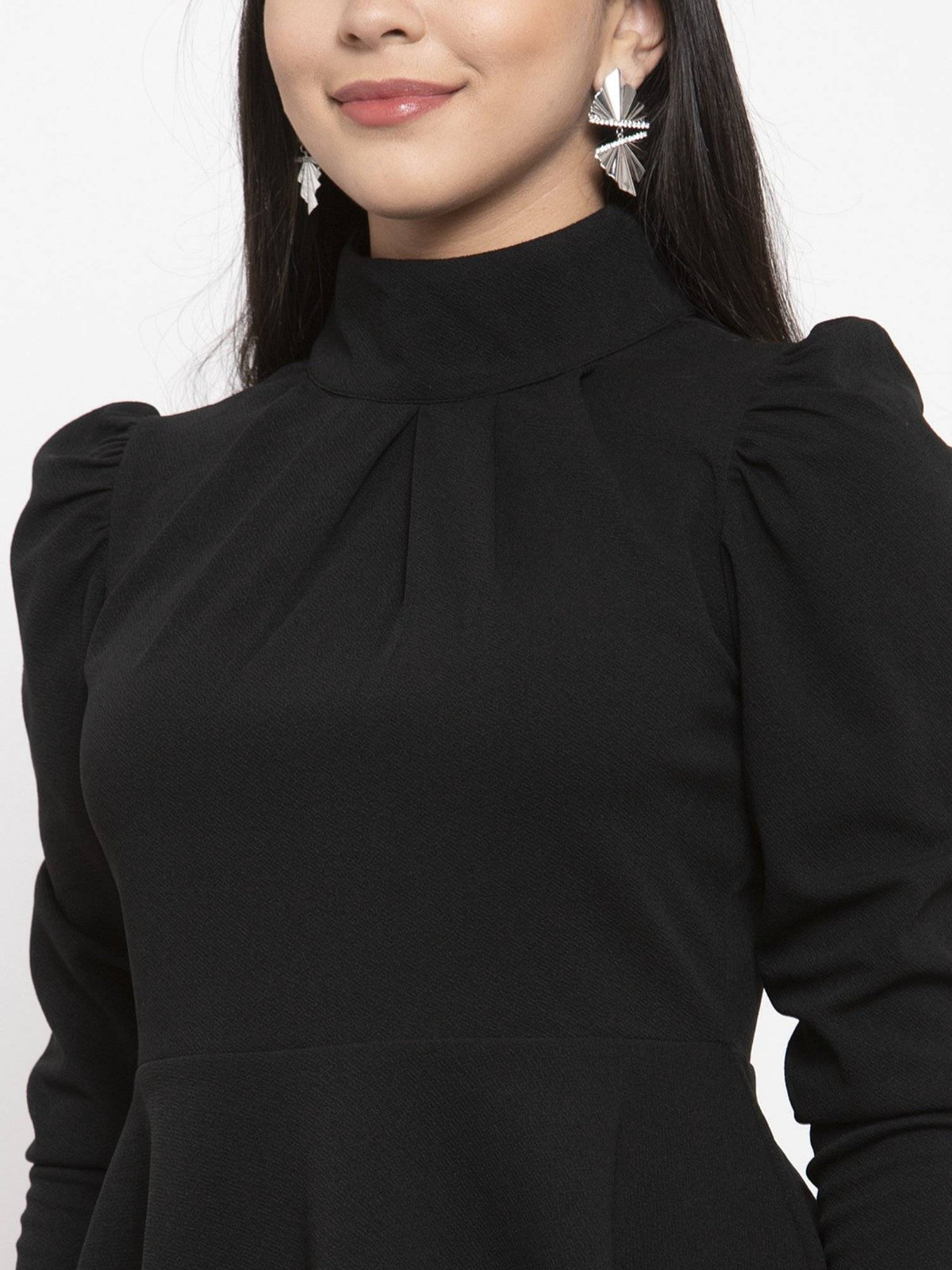 Black High Neck Peplum Top | pt51 - view 4