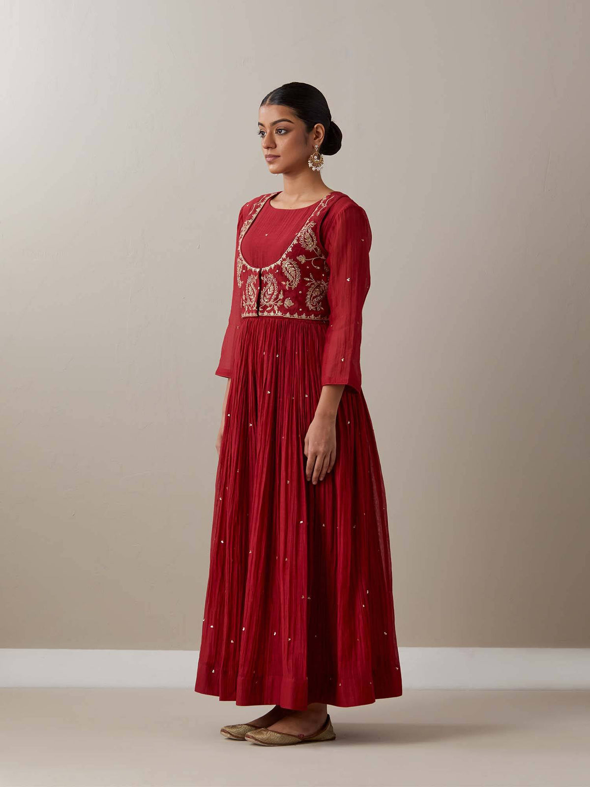 Red Kurtas Red Kurta with Jacket (Set of 2) | KDG - view 5