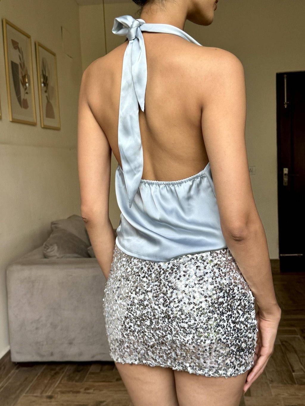 Blue Halter Neck Top | CT61 - view 3