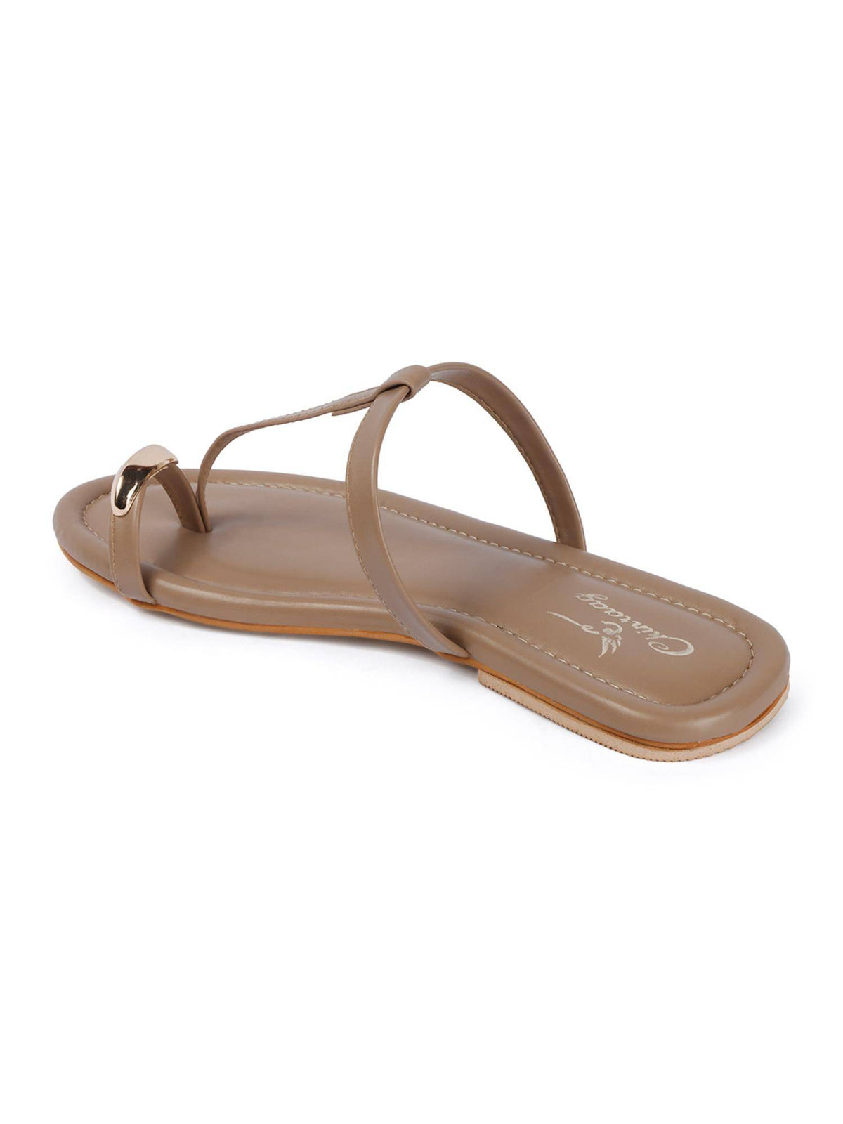 Women Embellished Toe Ring Comfort Flats - Beige | F61 - view 5
