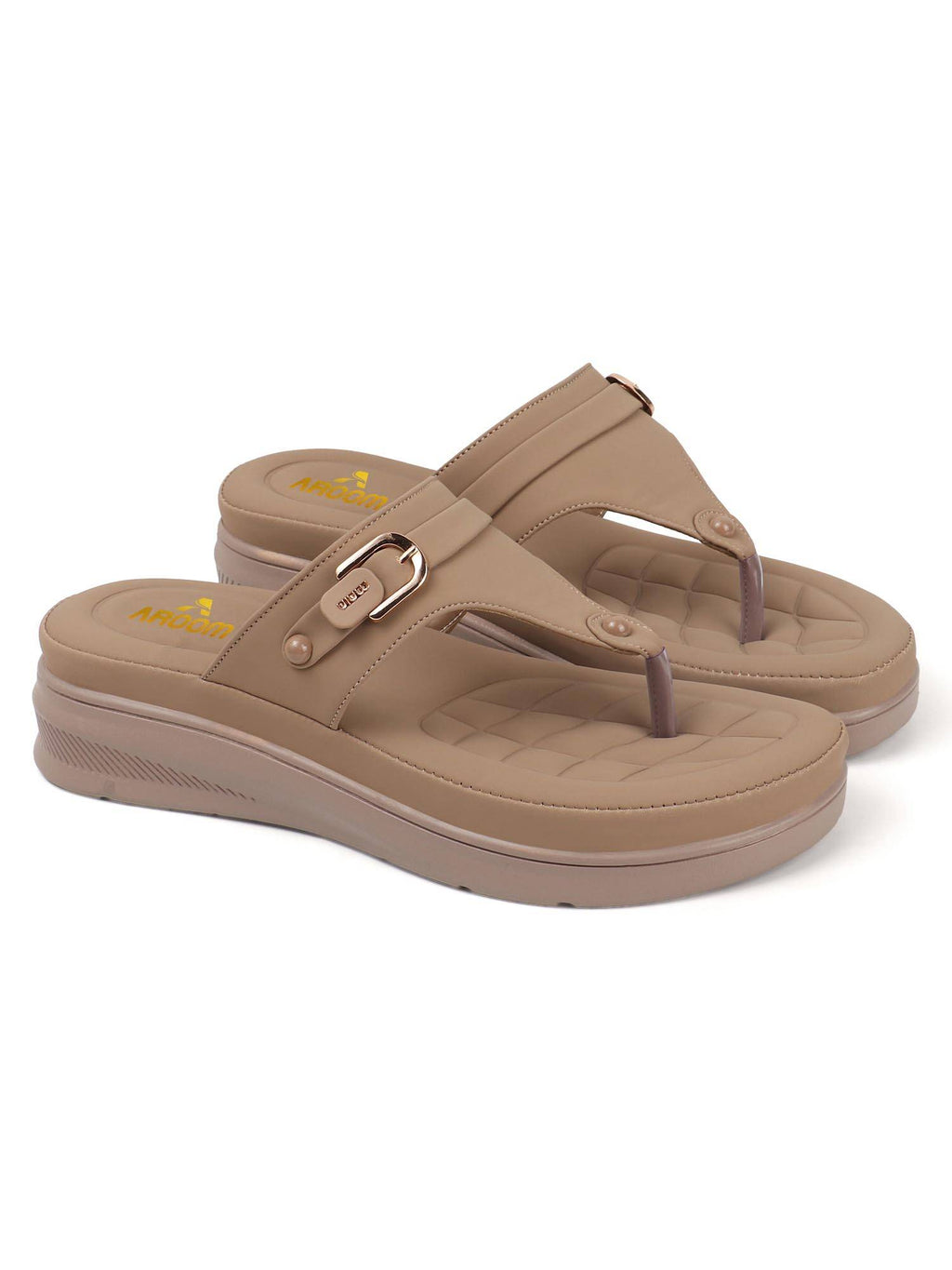 Women Beige Platform Sandals | SD89 - view 8