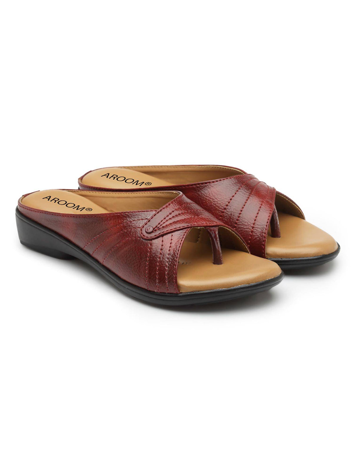 Women Maroon Stylish Sandals | SD89 - view 2
