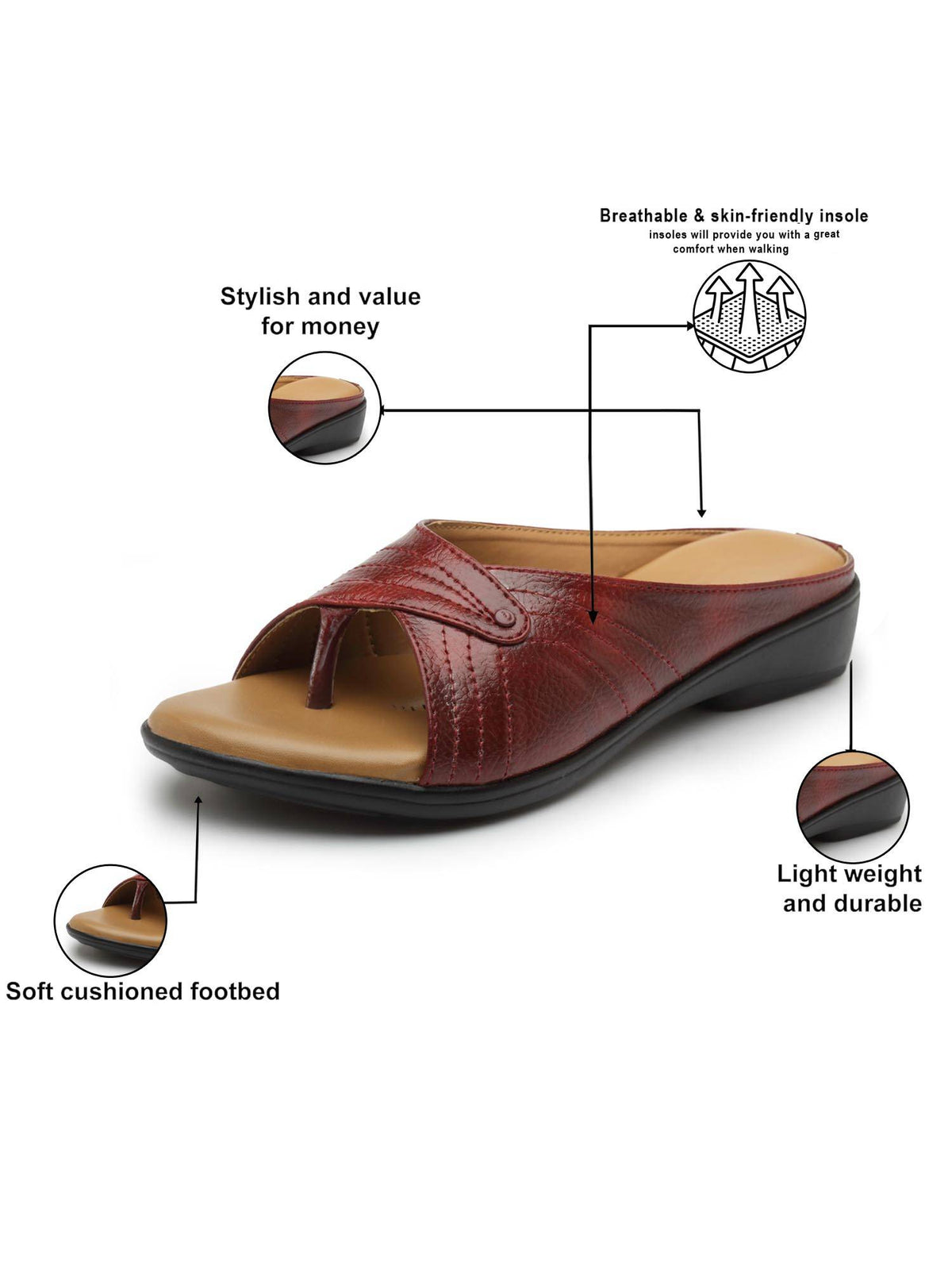 Women Maroon Stylish Sandals | SD89 - view 8