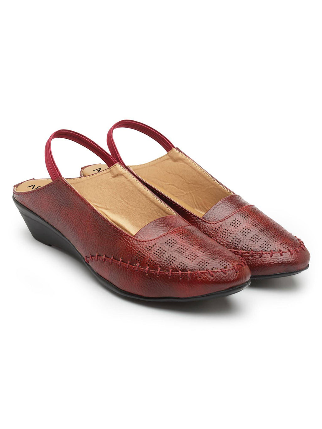 Women Maroon Stylish Wedges Sandals | SD89 - view 2